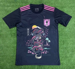 2023日本国家队球衣黑龙个性印花足球训练服球迷版短袖T恤上衣
