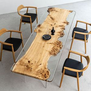 环氧树脂河流桌大板实木白杨木原木海浪茶桌餐桌茶台茶几整板家具