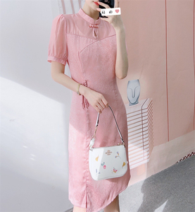 夏季品牌专柜新品汉派时尚提花改良版短袖旗袍连衣裙265