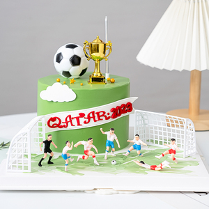 足球蛋糕装饰摆件世界杯奖杯大力神金杯生日快乐男孩烘焙派对装扮