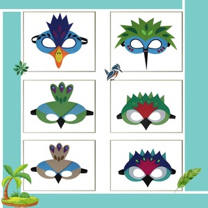 儿童卡通孔雀面具舞蹈表演头饰小鸟动物鹦鹉幼儿园表演道具万圣节