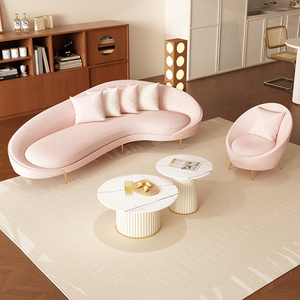 法式奶油风服装店沙发粉色女装店铺用美容院休息区接待双人网红款