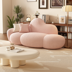 法式奶油风云朵沙发粉色布艺卧室客厅小户型女装服装店休息区接待