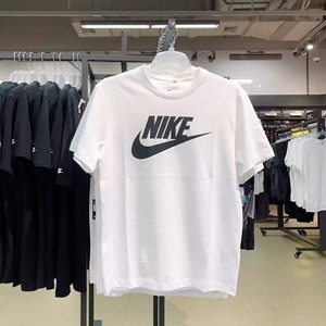 Nike耐克男女短袖夏新款运动半袖上衣宽松休闲纯棉白色T恤AR5005