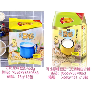 马来西亚 可比原味豆奶450克*18包/箱30