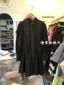 1件直邮晴掌柜韩国代购正品AweSome蕾丝高级感温柔百搭长款连衣裙