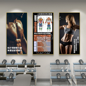 健身房装饰画运动瘦身励志墙壁画肌肉男美女健身宣传海报健美挂画