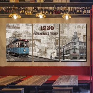 美式复古工业风装饰画酒吧咖啡厅无框画餐厅网咖墙面创意墙壁挂画