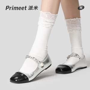 芭蕾风花边蕾丝袜子女秋季白色堆堆中筒袜纯欲风jk小腿袜夏季薄款