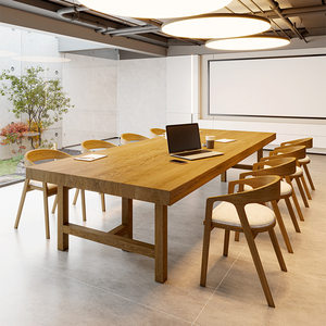 实木会议桌现代办公桌椅组合洽谈桌接待工作台培训长条客厅大书桌