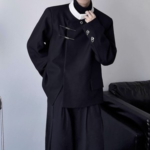 F1GDE新中式国风立领西装垫肩男女外套小众设计感金属扣休闲西服