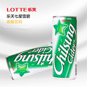 韩国进口汽水乐天七星雪碧250ml罐装冰柠檬味碳酸苏打饮料