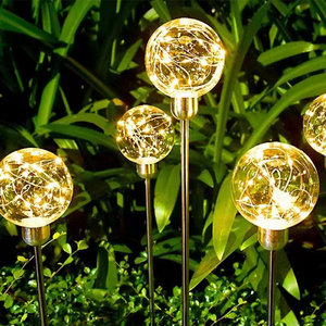 LED铜丝圆球地插灯户外公园装饰灯太阳能款发光芦苇铜线球灯庭院