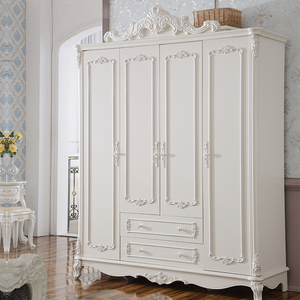 欧式法式衣柜卧室收纳三门四门五门组合衣柜简欧白色实木衣柜衣橱