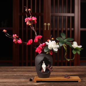 北欧简约中式禅意花器陶瓷干花插花客厅桌面装饰小花瓶工艺品摆件