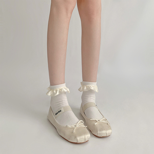 夜间教习室花边袜子女夏蕾丝洛丽塔公主袜夏季可爱短款白色中筒袜