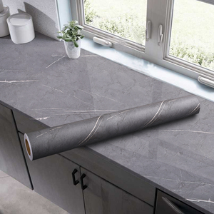 哑光岩板灰色加厚大理石贴纸自粘深色厨房防油台面防水岩波音软片