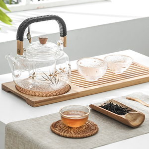 日式竹盘长方形木质托盘家用茶具水杯茶盘茶具配件喝茶托盘杯垫子
