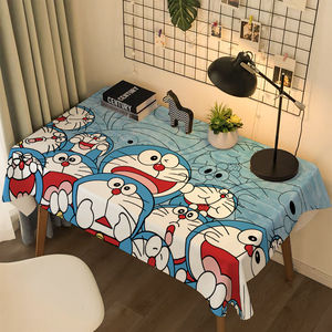 哆啦A梦蓝胖子宿舍桌布化妆台电脑防尘桌垫装饰盖布长方形餐桌布