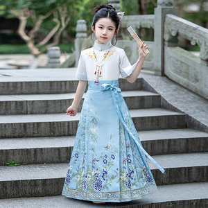 高级感中国风女童汉服套装2024新款夏季薄款儿童马面裙小朋友童装