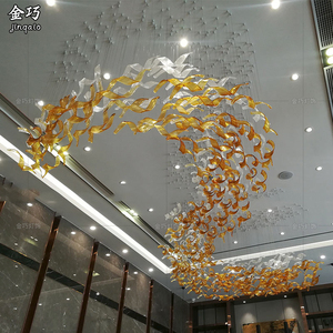 创意琉璃飘带挂饰酒店售楼部大型工程装饰品软装空中吊饰艺术挂件