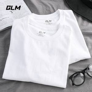 森马集团GLM白色短袖t恤男士夏季纯棉2024新款体恤宽松圆领打底衫