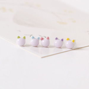 景德镇陶瓷耳钉原创设计可爱猫头耳钉小巧新款钢针学生成人女耳饰