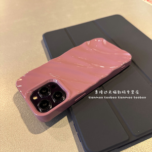 浅紫丝绸褶皱纹适用苹果14手机壳iPhone13创意复古12 11全包软胶x xr xsmax时尚高级13pro男女11promax防摔