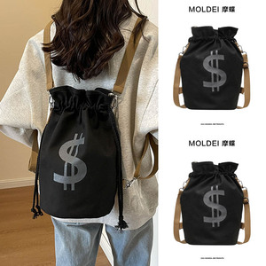 新款帆布包韩版女士双肩包多功能背包黑色个性钱袋子单肩包斜挎包