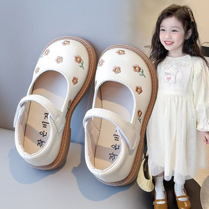 女童刺绣皮鞋儿童单鞋公主鞋2024夏季软底宝宝鞋子小童洛丽塔鞋子
