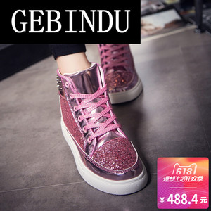 GEBINDU高帮鞋春季女鞋高帮休闲韩版潮流轻奢高腰鞋子女鞋品牌鞋g