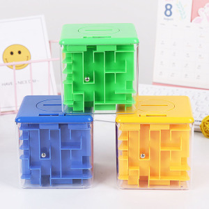 益智3d立体迷宫存钱罐 儿童智力走珠玩具小学生魔方储蓄罐礼物