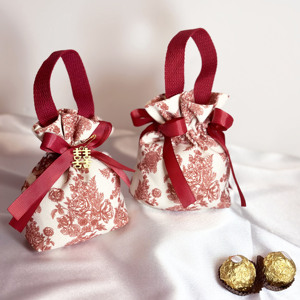 新款结婚喜糖袋礼盒婚礼高级喜糖盒礼品手提糖果袋免折叠帆布花朵