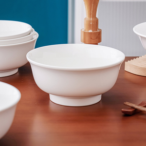 高脚中式白瓷纯色商用面碗陶瓷酸辣粉加厚碗粉碗米线碗面馆专用