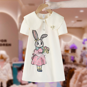 女童连衣裙夏款2024新款儿童装小女孩洋气兔子公主裙高端透气裙子