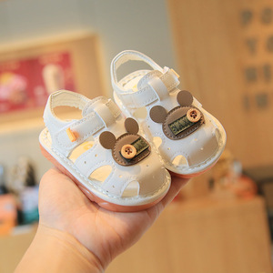 宝贝走路带响声的鞋子5-15个半月婴儿周岁宝宝轻便防滑凉鞋带声音