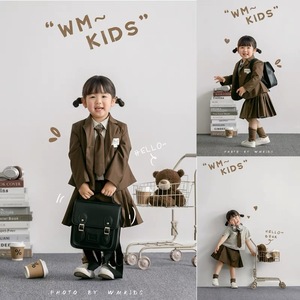 儿童摄影新款2岁女宝可爱洋气学院风校服韩版小西装主题服装道具