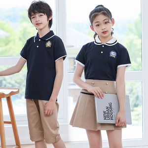 韩式学院风校服套装英伦小学生校服夏季服班服男生女生上衣百褶裙