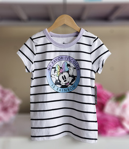 3-16女童夏季短袖上衣迪S尼乐园商店卡通条纹T恤中大童100-160