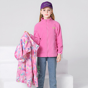 儿童冲锋衣三合一可拆卸厚2024年新款女童童装防风衣加绒女孩外套
