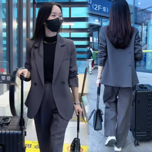 今年流行西装套装女2024春秋新款高级感韩版休闲洋气质职业两件套