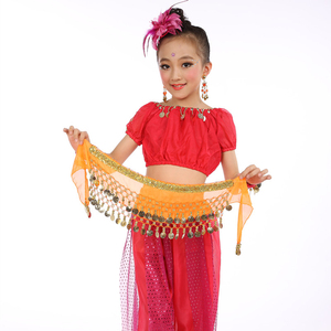 少儿肚皮舞演出腰链 儿童印度舞表演腰巾腰带 幼儿园女童臀巾