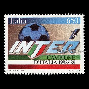 意大利1989 意甲联赛国际米兰夺冠 外国邮票