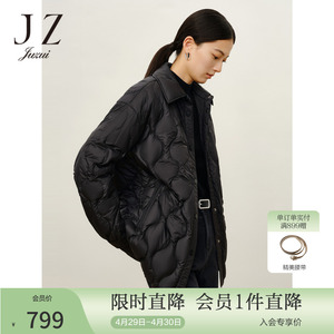 商场同款JZ玖姿官方奥莱绗缝衬衫羽绒服女装冬新款外套JWCD03307