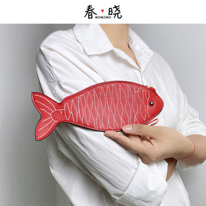 外贸出口原单 年年有鱼 个性 鱼形零钱包卡包口红饰品收纳化妆包