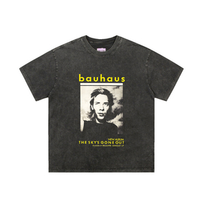 水洗黑色做旧Bauhaus包豪斯T恤摇滚乐队男圆领新款夏季新款宽松潮