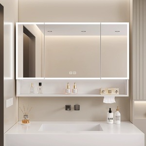 太空铝智能浴室镜柜卫生间除雾带灯光储物收纳镜子挂墙置物架镜箱
