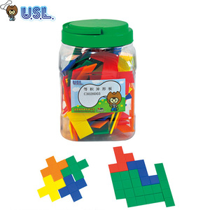 等积异形板桶装台湾游思乐USL幼儿早教几何图形拼图积木认知玩具