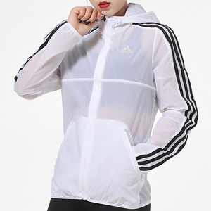 Adidas阿迪达斯女装夏季外套白色防晒服连帽运动服GQ0564