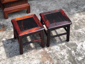 红木家具正宗老挝大红酸枝小凳子四方凳板凳 交趾黄檀富贵凳加高